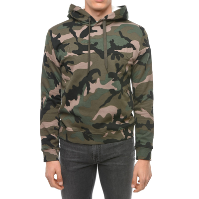 Shop Valentino Camouflage Pattern Hoodie Sweatshirt