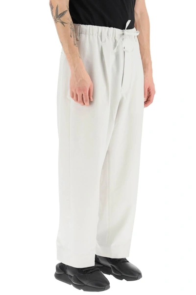 Shop Y-3 Y 3 Lightweight Twill Pants With Side Stripes In White