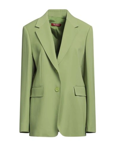 Max Mara Studio Woman Suit Jacket Light Green Size 14 Virgin Wool In Green