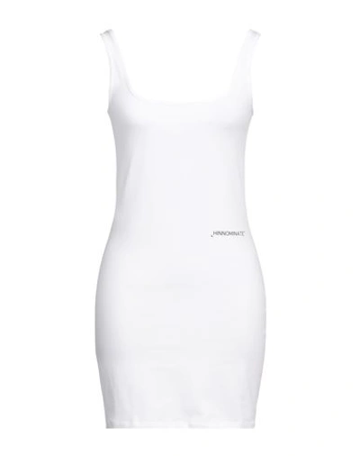 Shop Hinnominate Woman Mini Dress White Size M Cotton, Elastane