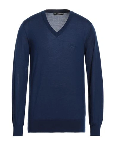Shop Dolce & Gabbana Man Sweater Navy Blue Size 42 Cashmere