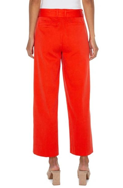 Shop Liverpool Los Angeles Belted Wide Leg Ankle Pants In Coral Blaze