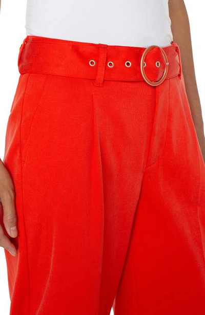 Shop Liverpool Los Angeles Belted Wide Leg Ankle Pants In Coral Blaze