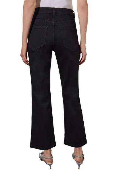 Ming Wang Crystal Front Flared Ankle Jeans In Black