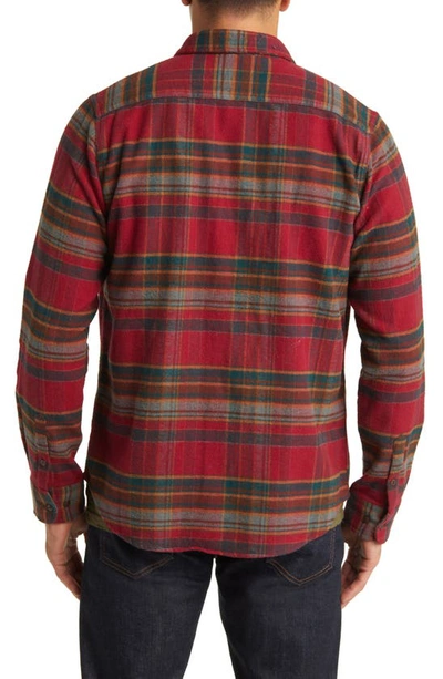 Shop Schott Two-pocket Long Sleeve Flannel Button-up Shirt In Scarlet