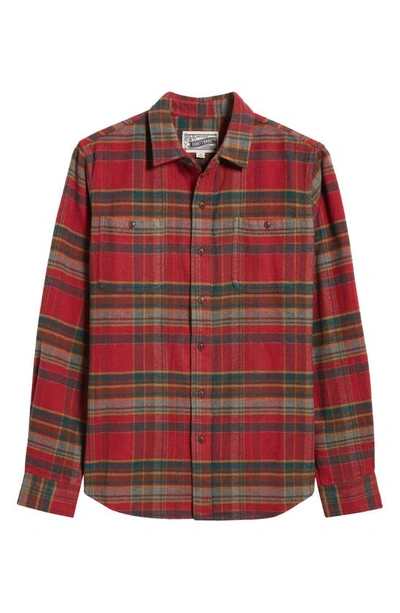 Shop Schott Two-pocket Long Sleeve Flannel Button-up Shirt In Scarlet