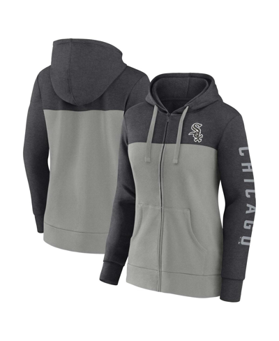 Shop Fanatics Women's  Heather Charcoal, Gray Chicago White Sox City Ties Hoodie Full-zip Sweatshirt In Heather Charcoal,gray