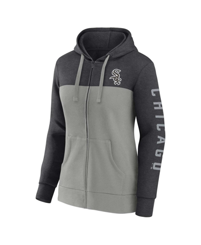 Fanatics Women's  Heather Charcoal, Gray Chicago White Sox City Ties Hoodie Full-zip Sweatshirt In Heather Charcoal,gray
