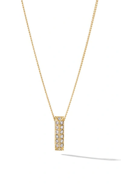 Shop Cast Iced Blade Diamond Pendant Necklace In 14k Yellow Gold