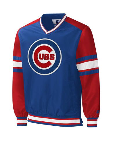 Starter Men's  Royal Chicago Cubs Yardline V-neck Pullover Windbreaker In Royal