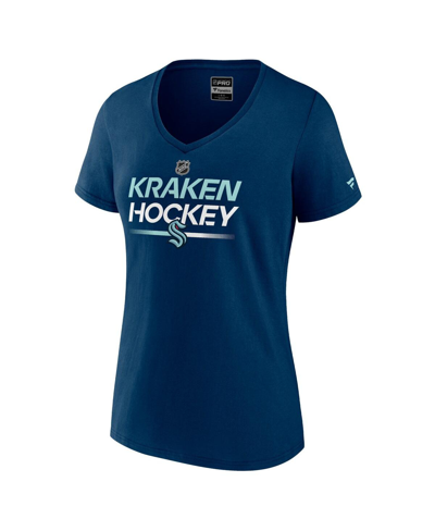 Fanatics Branded  Deep Sea Blue Seattle Kraken Authentic Pro V-neck T-shirt In Deep Sea Blue