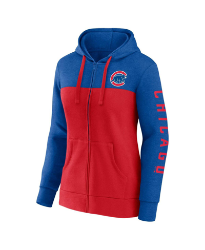 Shop Fanatics Women's  Royal, Red Chicago Cubs City Ties Hoodie Full-zip Sweatshirt In Royal,red