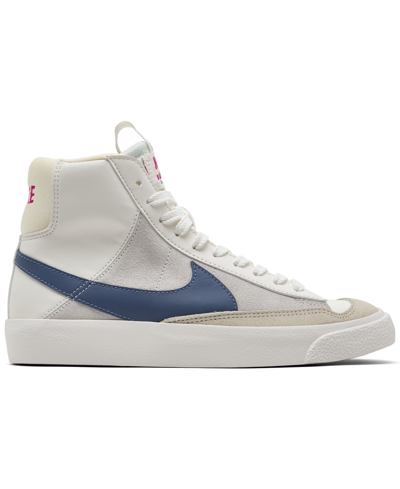 Shop Nike Big Girls Blazer Mid 77 Se Casual Sneakers From Finish Line In Sail,fireberry,diffused Blue