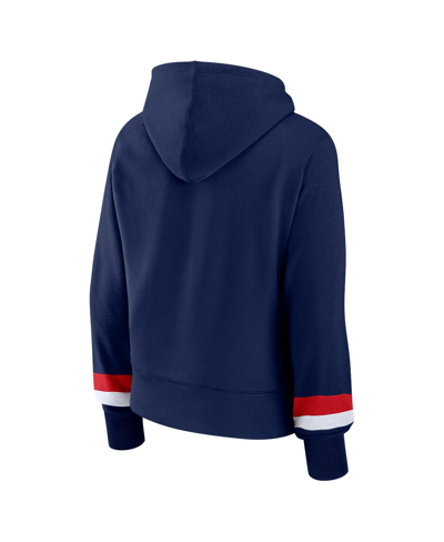 Fanatics Branded  Navy Atlanta Braves Over Under Pullover Hoodie In Navy