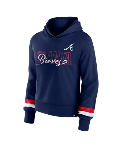 Fanatics Branded  Navy Atlanta Braves Over Under Pullover Hoodie In Navy