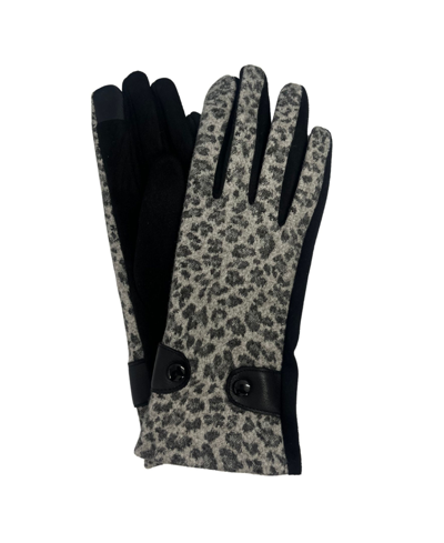 Shop Marcus Adler Leopard Print Touchscreen Jersey Glove In Black