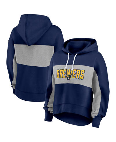Fanatics Branded Navy Milwaukee Brewers Filled Stat Sheet Pullover Hoodie In Navy