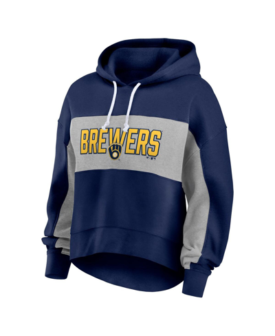Fanatics Branded Navy Milwaukee Brewers Filled Stat Sheet Pullover Hoodie In Navy