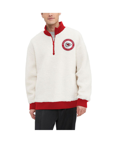 Shop Tommy Hilfiger Men's  Cream Kansas City Chiefs Jordan Sherpa Quarter-zip Sweatshirt