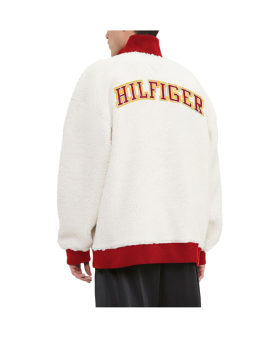 Shop Tommy Hilfiger Men's  Cream Kansas City Chiefs Jordan Sherpa Quarter-zip Sweatshirt