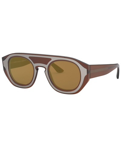Shop Giorgio Armani Men's Sunglasses, Ar8135 In Transparent Brown,brown Mirror Gold