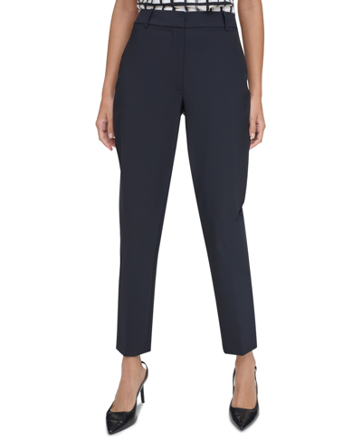 Shop Calvin Klein Women's Mid Rise Straight-leg Pants In Navy