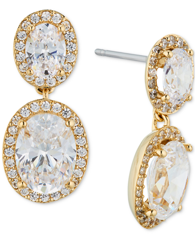 Shop Eliot Danori Cubic Zirconia Oval Halo Drop Earrings In Gold