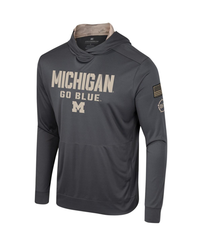 Colosseum Charcoal Michigan Wolverines Oht Military Appreciation Long Sleeve Hoodie T-shirt In Charcoal