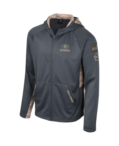 Colosseum Men's  Charcoal Georgia Bulldogs Oht Military-inspired Appreciation Camo Raglan Full-zip Ho In Charcoal