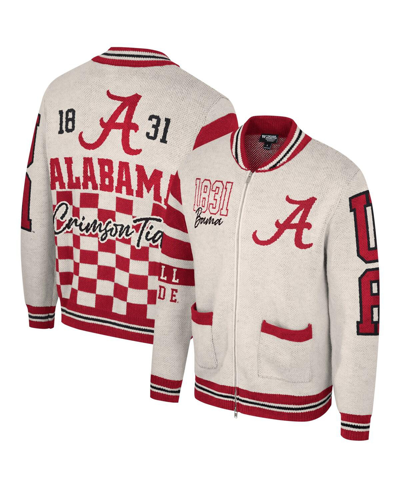 The Wild Collective Unisex  Cream Alabama Crimson Tide Jacquard Full-zip Sweater In Cream