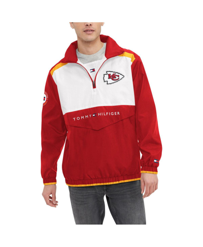 Shop Tommy Hilfiger Men's  Red, White Kansas City Chiefs Carter Half-zip Hooded Jacket In Red,white