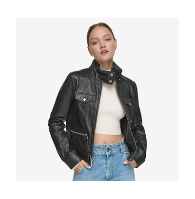 Shop Andrew Marc Women's Vicki Light Smooth Lamb Leather Jacket In Black