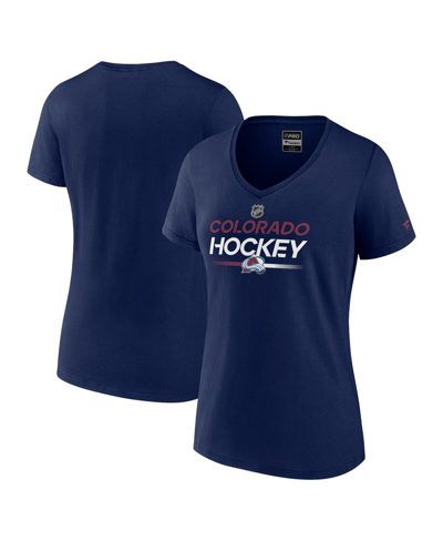 Shop Fanatics Women's  Navy Colorado Avalanche Authentic Pro V-neck T-shirt