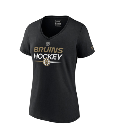 Fanatics Branded  Black Boston Bruins Authentic Pro V-neck T-shirt In Black