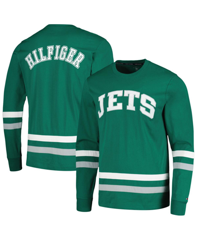 Shop Tommy Hilfiger Men's  Green, Gray New York Jets Nolan Long Sleeve T-shirt In Green,gray