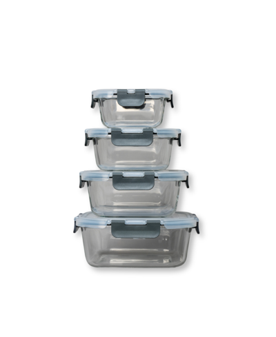 Shop Genicook 8 Pc Rectangle Cool Lock Container With Steam Vent Set In Gray