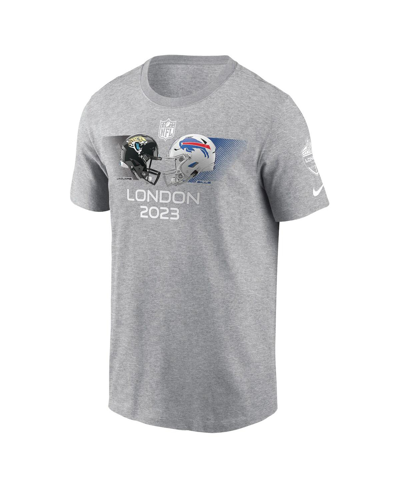 Nike Men's  Heather Charcoal Jacksonville Jaguars Vs. Buffalo Bills 2023 London Game T-shirt In Heather Charcoal