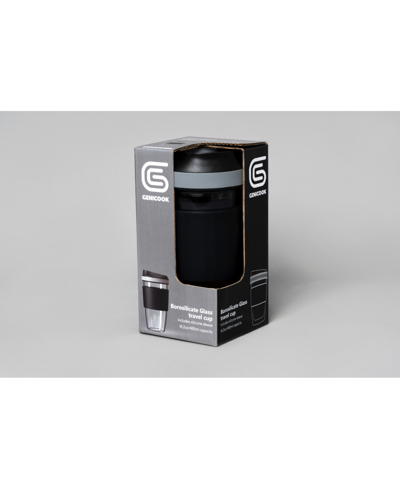 Genicook Set Of 2 Borosilicate Coffee Cup With Silicone Wrap, 16.2 oz In Black