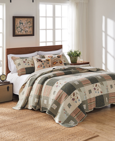 Greenland Home Fashions Sedona 100% Cotton Reversible 3 Piece Quilt Set, Full/queen In Multi