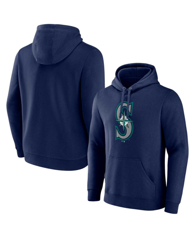 Shop Fanatics Men's  Navy Seattle Mariners Official Logo Pullover Hoodie