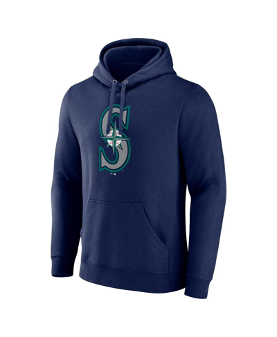 Shop Fanatics Men's  Navy Seattle Mariners Official Logo Pullover Hoodie