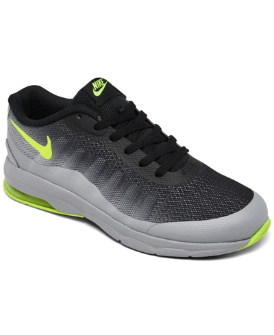 Shop Nike Little Boys Air Max Invigor Running Sneakers From Finish Line In Wolf Gray,volt,black