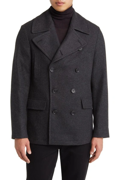 Shop Nordstrom Felted Peacoat In Dark Charcoal