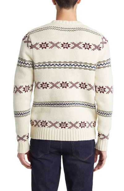 Shop Schott Nyc Norwegian Motif Wool Blend Sweater In Off White