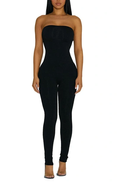 Shop Naked Wardrobe Tube Tight Strapless Jumpsuit In Black