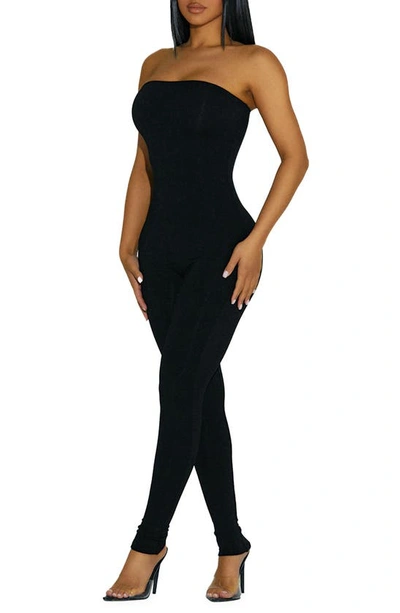 Naked Wardrobe Tube Tight Strapless Jumpsuit In Black