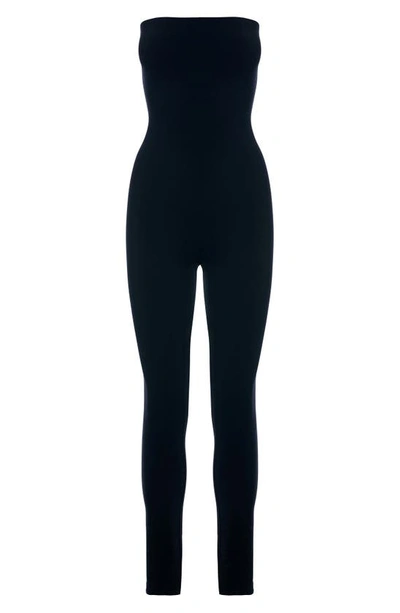 Naked Wardrobe Tube Tight Strapless Jumpsuit In Black