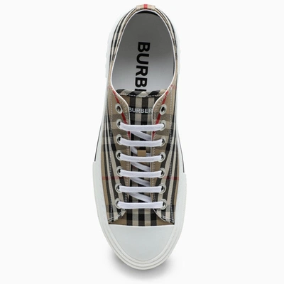 Shop Burberry Beige Sneakers With Vintage Check Motif Men In Cream