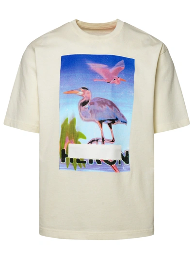 Shop Heron Preston Man 'censored Heron Ss' Ivory Cotton T-shirt In Multicolor
