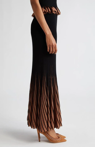 Shop Ulla Johnson Emilia Pleated Ombré Maxi Sweater Skirt In Gild